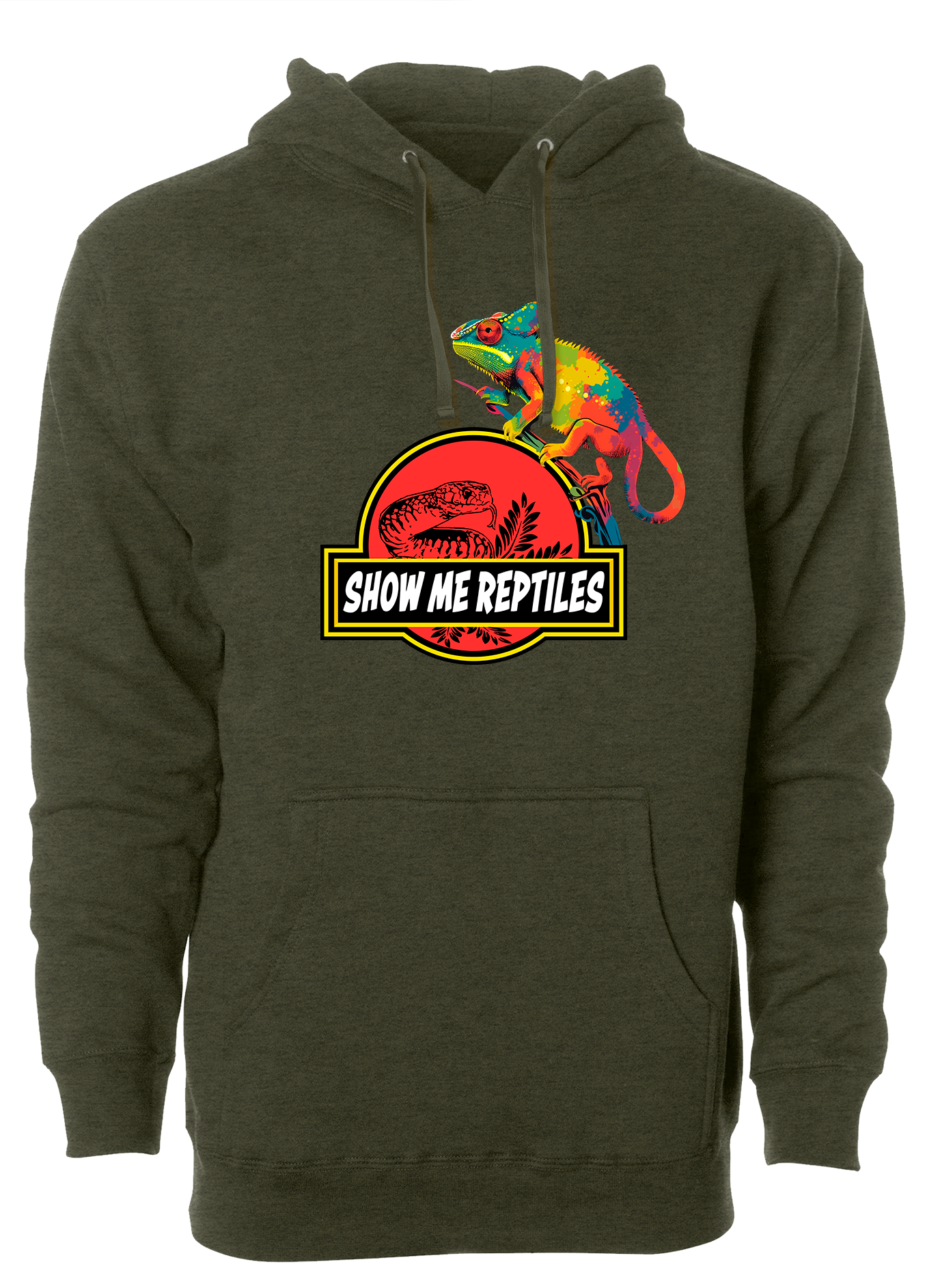 show me reptile show reptile chameleon hoodie shirt sweatshirt lizard pet logo colorful army green