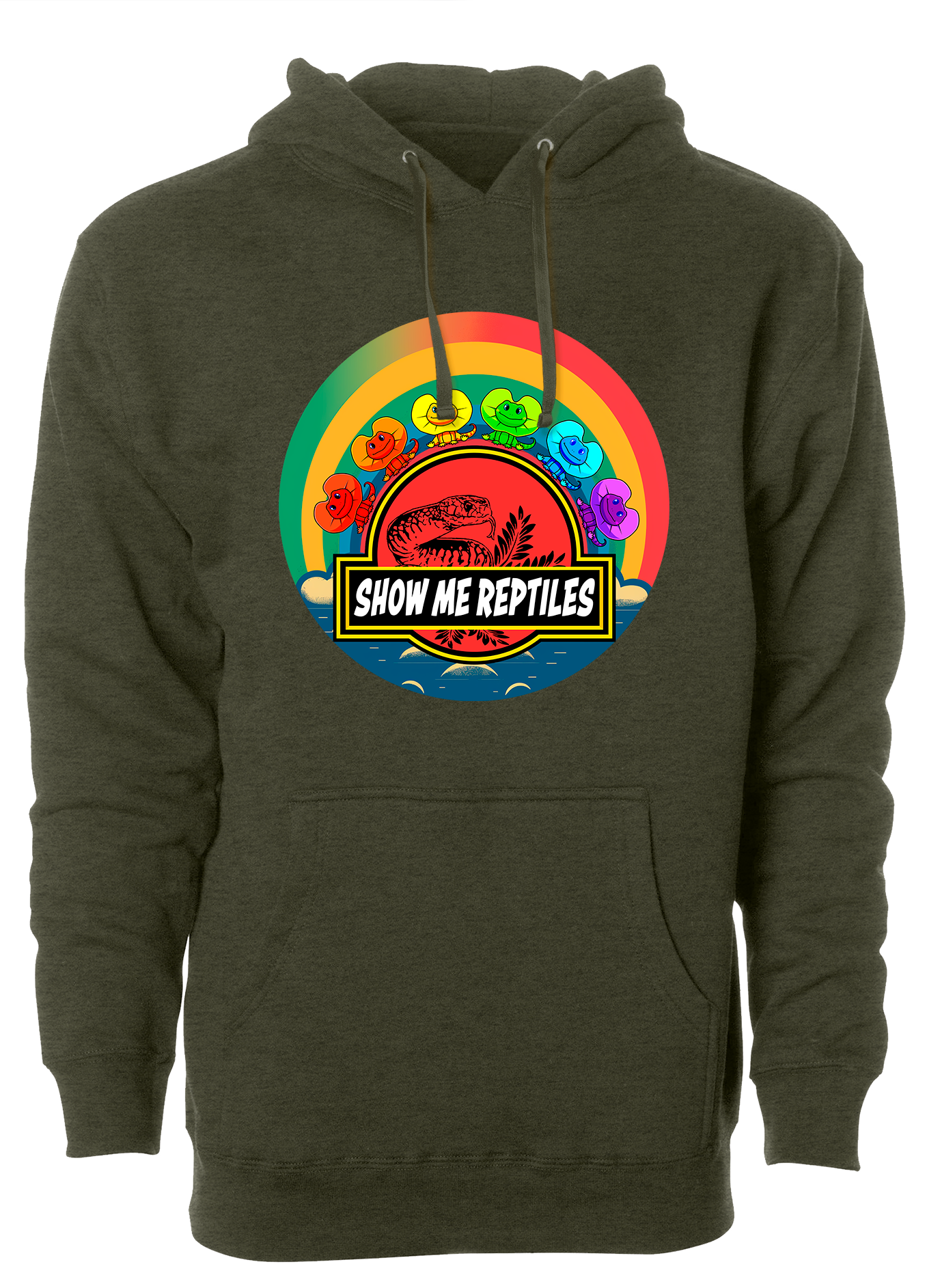 Hoodie sweatshirt show me reptile show reptile lizard dragon frilled and fabulous rainbow lgbt gay fun red green yellow blue purple army
