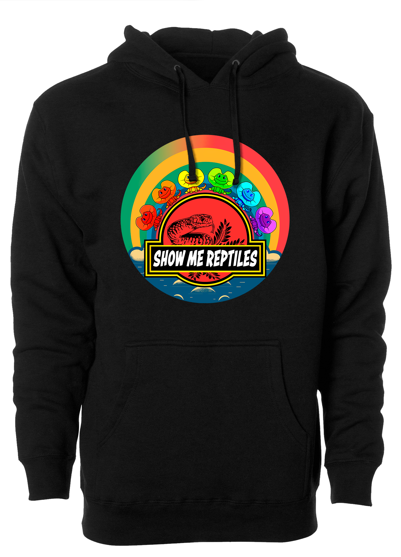 Hoodie sweatshirt show me reptile show reptile lizard dragon frilled and fabulous rainbow lgbt gay fun red green yellow blue purple black