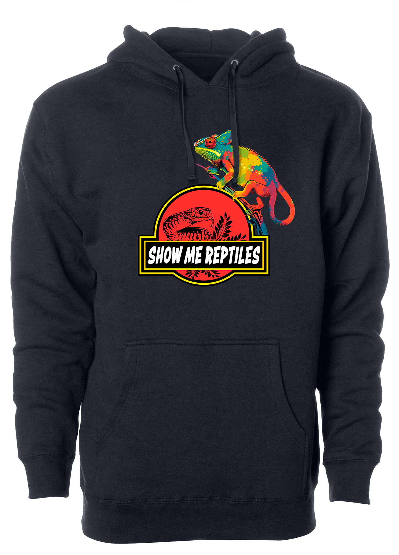 show me reptile show reptile chameleon hoodie shirt sweatshirt lizard pet logo colorful navy blue