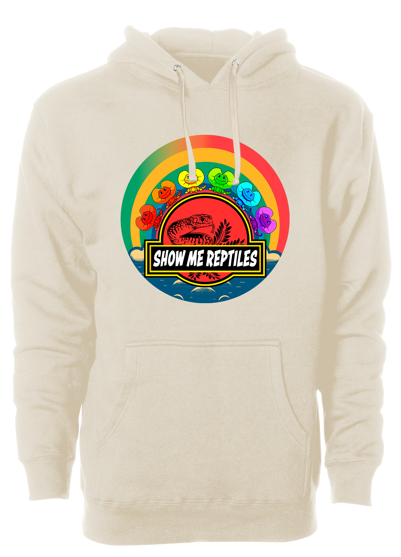 Hoodie sweatshirt show me reptile show reptile lizard dragon frilled and fabulous rainbow lgbt gay fun red green yellow blue purple sand bone tan off white