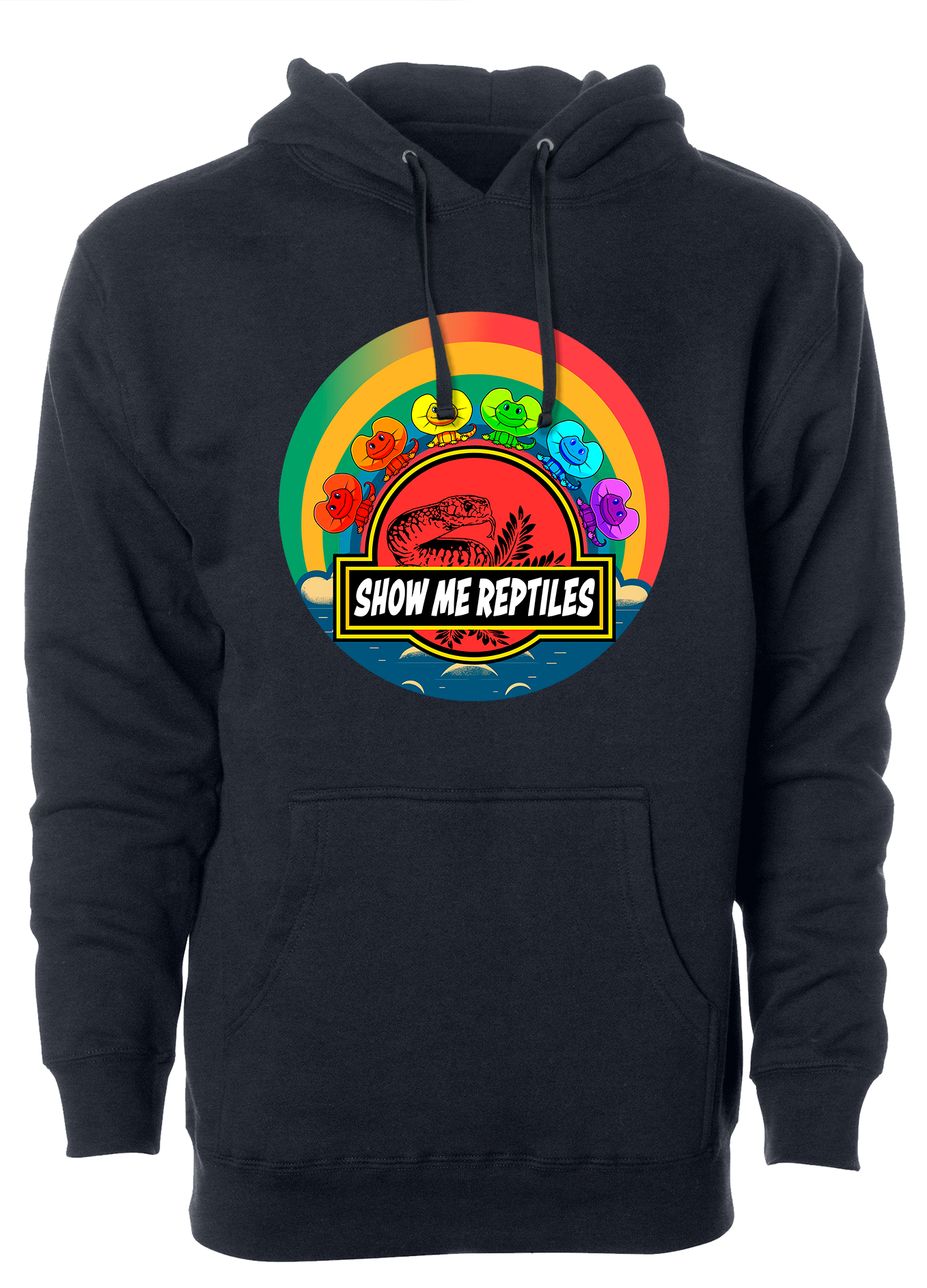 Hoodie sweatshirt show me reptile show reptile lizard dragon frilled and fabulous rainbow lgbt gay fun red green yellow blue purple navy