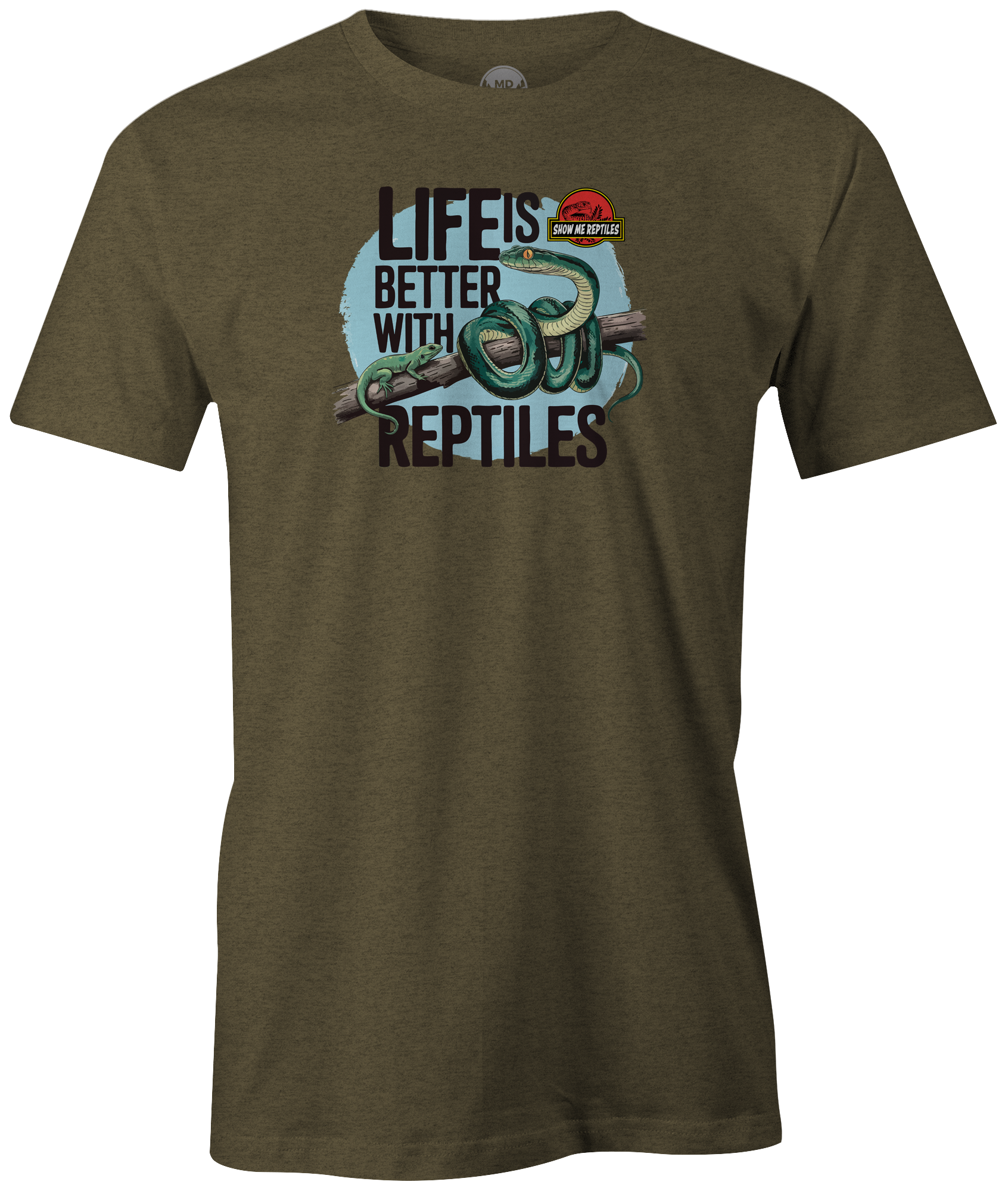 show me reptile show life is better with reptiles snake pet lizard shirt tee t-shirt army green olive