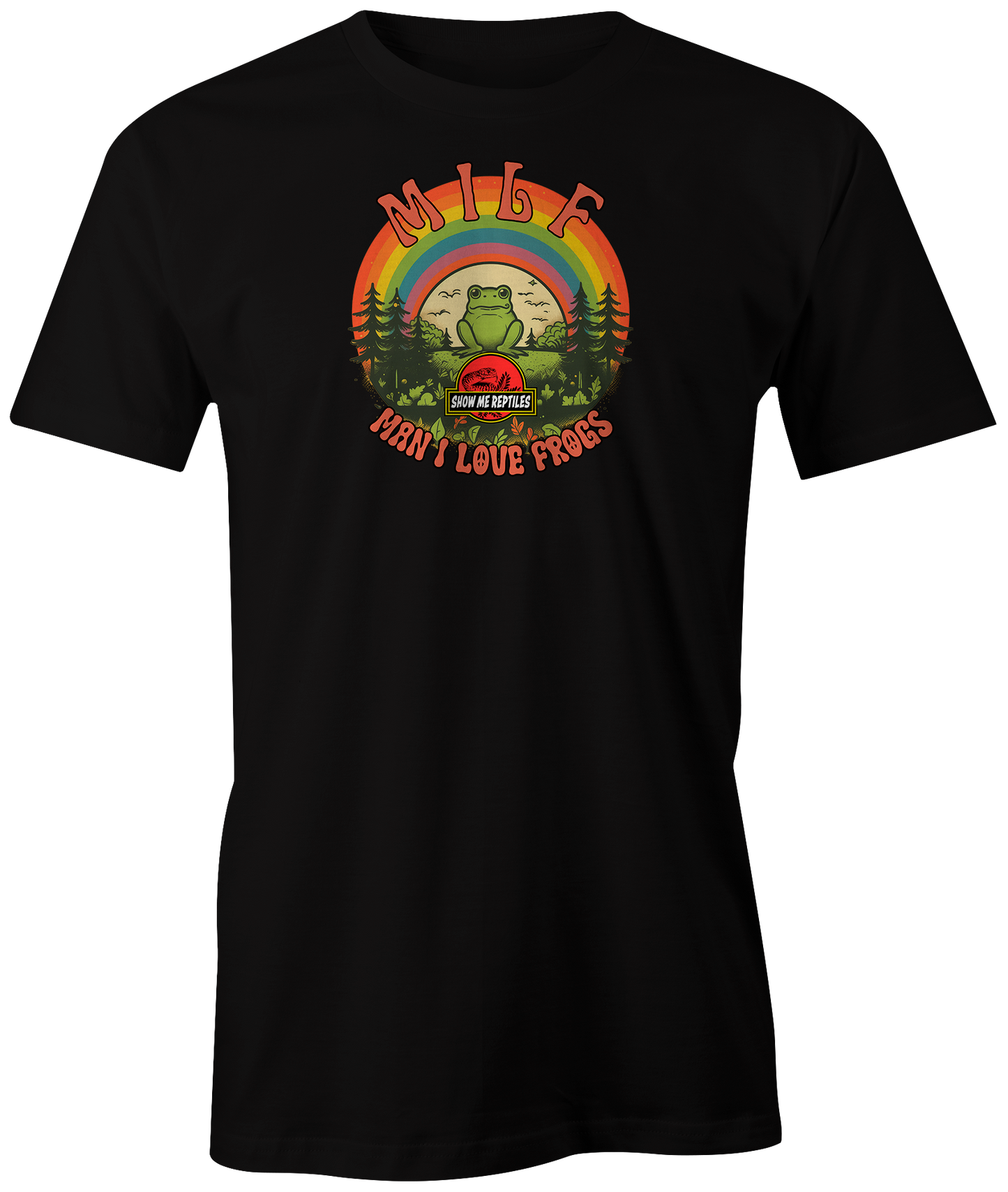 show me reptiles reptile snake lizard frog milf dude hippie man i love frogs black shirt t-shirt tee shirt