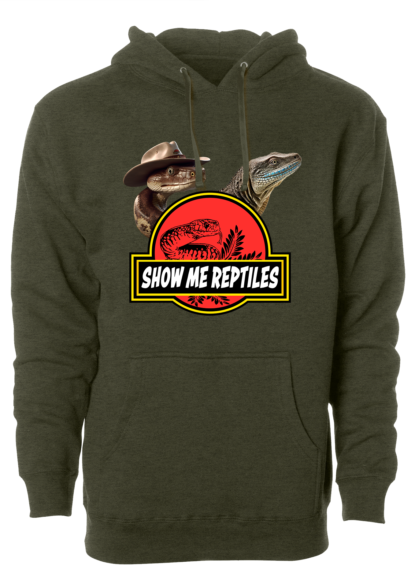 show me reptile show hoodie sweatshirt reptile pardners partners pets lizard monitor snake cowboy army green