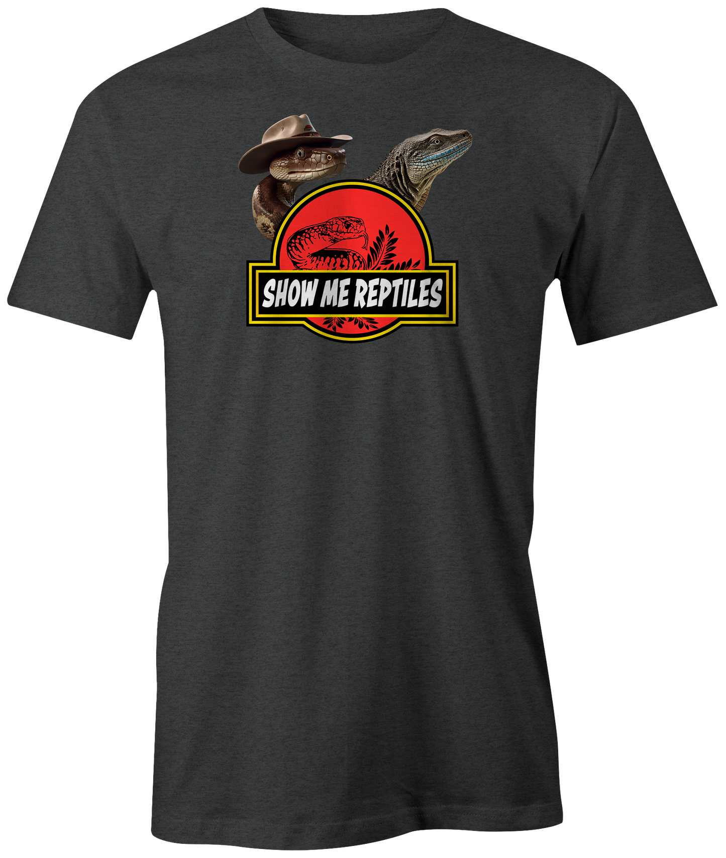 show me reptile show reptiles snake cowboy texas western monitor shirt tee t-shirt charcoal grey gray