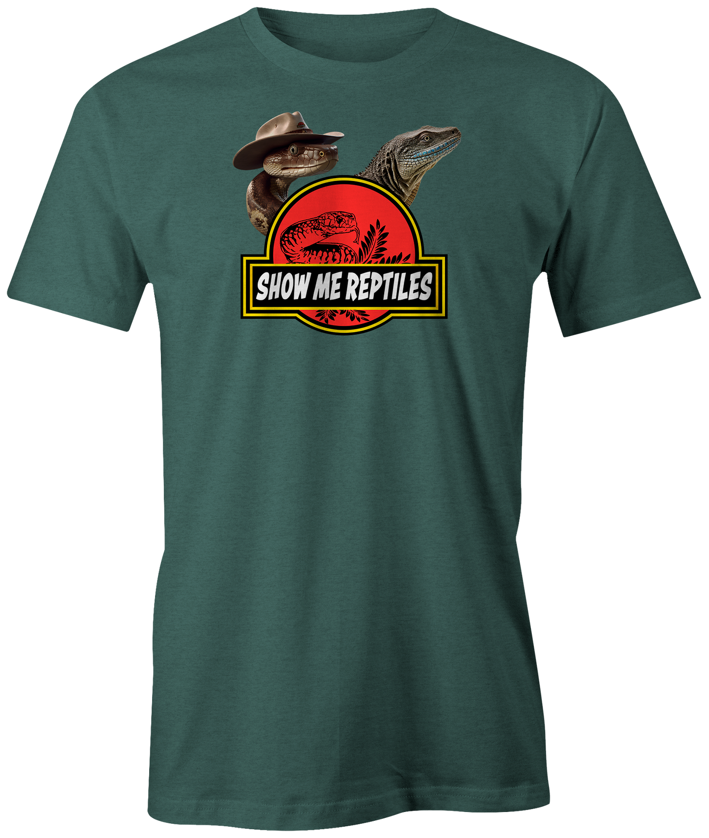 show me reptile show reptiles snake cowboy texas western monitor shirt tee t-shirt forest green